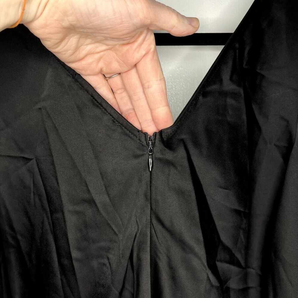 Jagger & Stone The Liv Mini Dress Womens 8 Black Satin Balloon Long Sleeve NWT - Picture 8 of 16